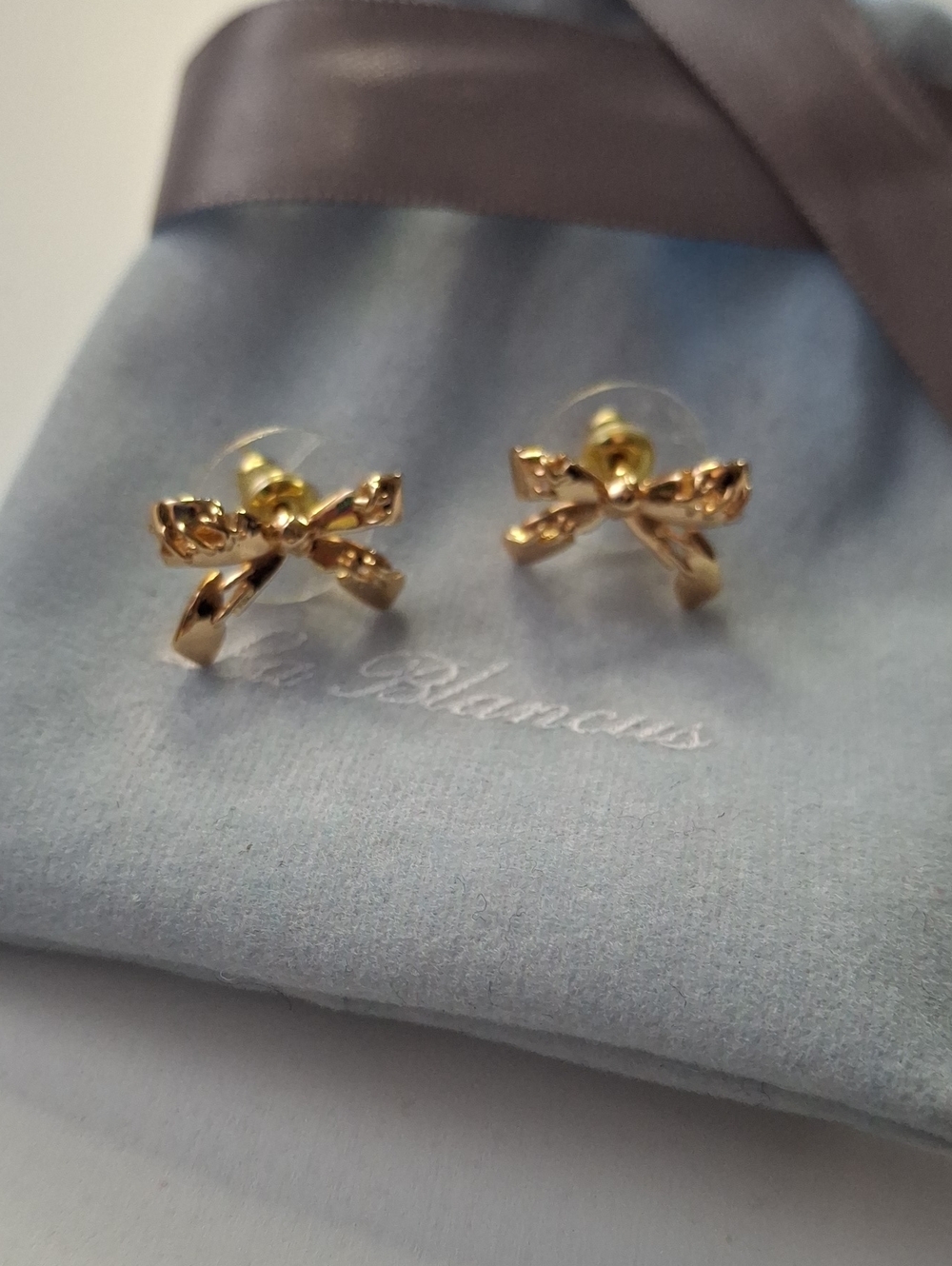Gold Bow Stud Earrings - Women Jewelry New